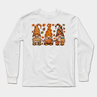 Pumpkin Gnomes Fall Autumn Cute Halloween Thanksgiving Funny Shirt Long Sleeve T-Shirt